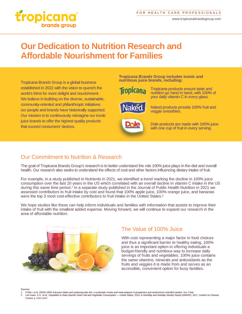 Tropicana Brands Group Reinventing the Future of Juice Health